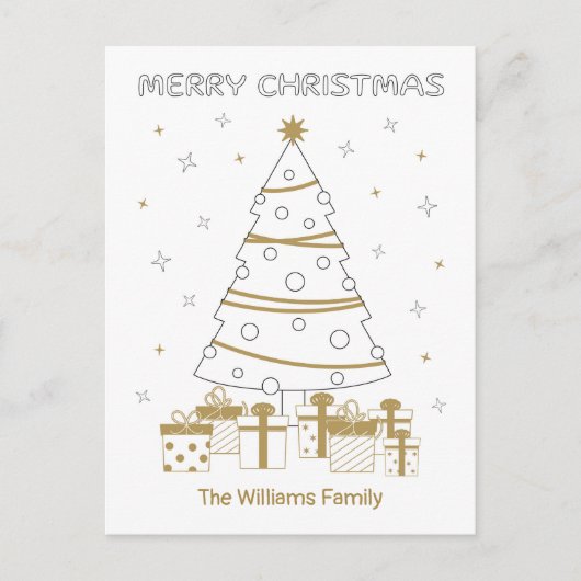 Kerstmisnaam Leuk Kleurend Uniek Douane Feestdagenkaart (Voorkant)