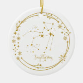 Kerstmisnaam Sagittarius Zodiac Gold Keramisch Ornament (Voorkant)