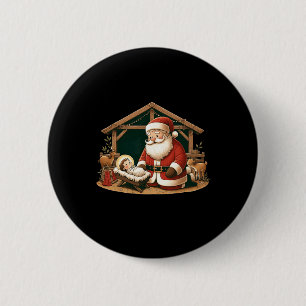Kerstmisontwerp Knieling Sinterklaas met Ba Ronde Button 5,7 Cm
