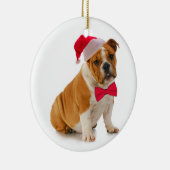 Kerstmisornament van de Kerstman Bulldog Keramisch Ornament (Rechts)