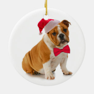 Kerstmisornament van de Kerstman Bulldog Keramisch Ornament