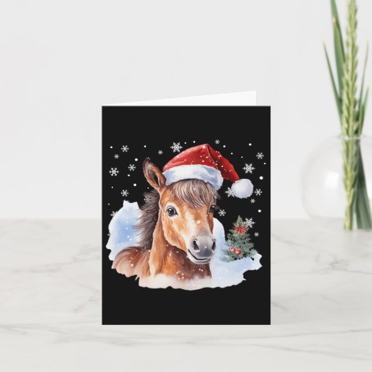 Kerstmispaard Santa Hat Animal Equest Kaart (Voorkant)