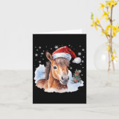 Kerstmispaard Santa Hat Animal Equest Kaart (Gele Bloem)