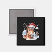 Kerstmispaard Santa Hat Animal Equest Magneet (Voorkant / Achterkant)