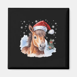 Kerstmispaard Santa Hat Animal Equest Magneet