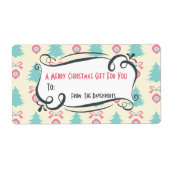 Kerstmispatroon met Bogen en Baubles Gift Etiket (Voorkant)