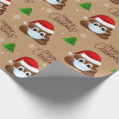 Kerstmispoep emoji met kerstmuts en masker cadeaupapier (Hoek)