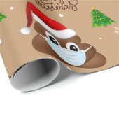 Kerstmispoep emoji met kerstmuts en masker cadeaupapier (Rol Hoek)