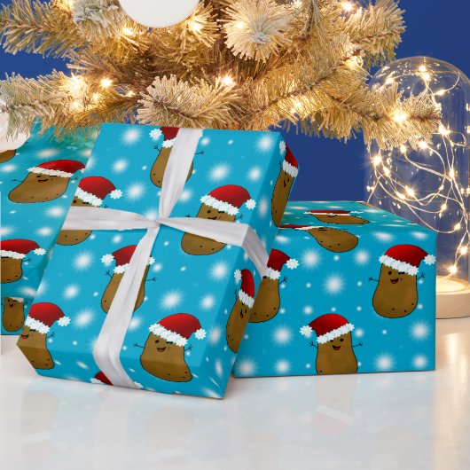 Kerstmispotatoes met Kerstmannenmutsen Cadeaupapier (Feestdagen)