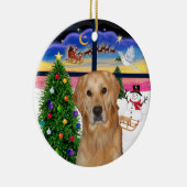 Kerstmisraam - Golden Retriever (K) Keramisch Ornament (Rechts)