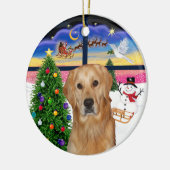 Kerstmisraam - Golden Retriever (K) Keramisch Ornament (Links)