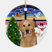 Kerstmisraam - Golden Retriever (K) Keramisch Ornament (Achterkant)