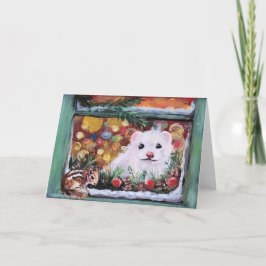 Kerstmisraam met fret en eekhoorn feestdagen kaart