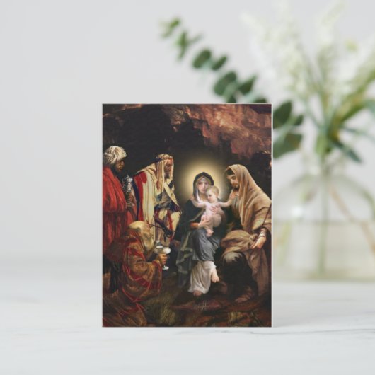 Kerstmisscène Baby Jesus  Feestdagenkaart (Staand voorkant)