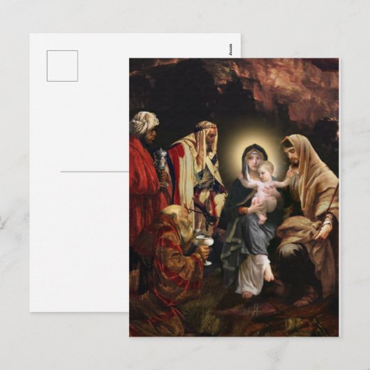 Kerstmisscène Baby Jesus  Feestdagenkaart (Voorkant / Achterkant)