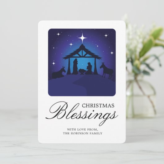 Kerstmisscène Christelijke zegening Feestdagenkaart (Staand voorkant)