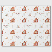 Kerstmisscène Gift Wrap - Aangepast met tekst Cadeaupapier (Vlak)