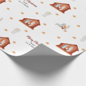 Kerstmisscène Gift Wrap - Aangepast met tekst Cadeaupapier (Hoek)