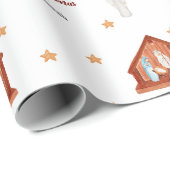 Kerstmisscène Gift Wrap - Aangepast met tekst Cadeaupapier (Rol Hoek)