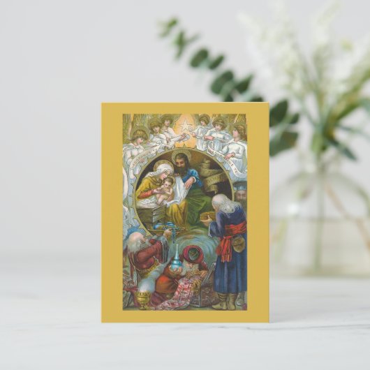 Kerstmisscène, het kerstfeest Briefkaart (Staand voorkant)