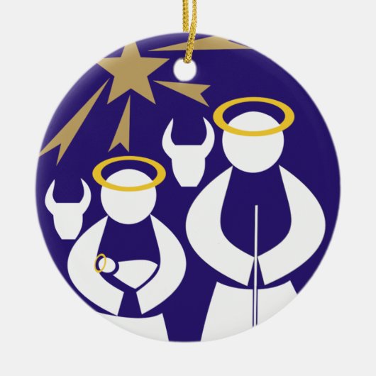 Kerstmisscène Keramisch Ornament (Voorkant)