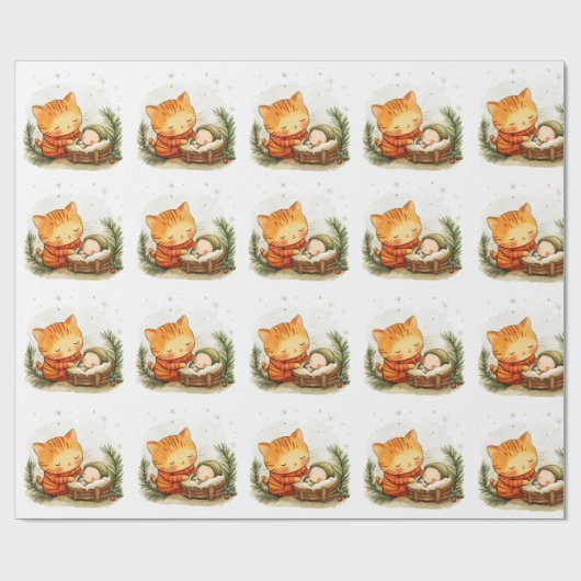 Kerstmisscène kerstinpakpapier Baby Jesus Cadeaupapier (Vlak)