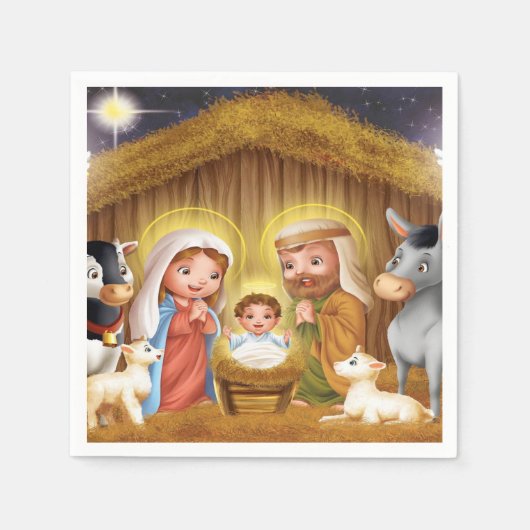 Kerstmisscène Papieren servetten (Voorkant)
