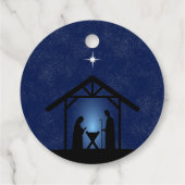 Kerstmisscène religieus bedankjes labels (Achterkant)