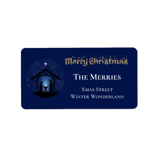 Kerstmisscène religieus etiket (Voorkant)