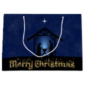 Kerstmisscène religieus groot cadeauzakje (Voorkant)