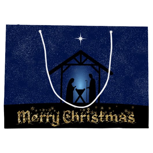 Kerstmisscène religieus groot cadeauzakje (Achterkant)