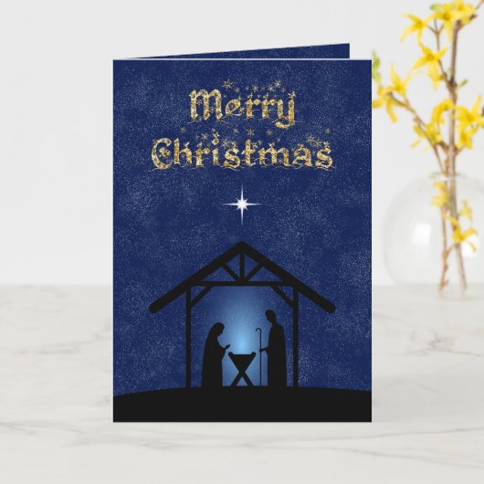 Kerstmisscène religieus kaart (Gele Bloem)