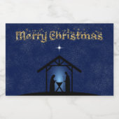 Kerstmisscène religieus likeurfles etiket (Enkel label)