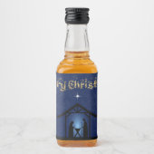 Kerstmisscène religieus likeurfles etiket (Voorkant)