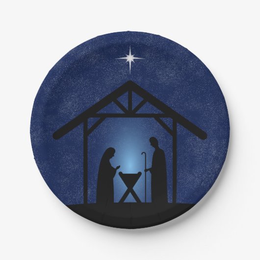 Kerstmisscène religieus papieren bordje (Voorkant)