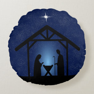 Kerstmisscène religieus rond kussen