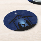 Kerstmisscène religieus ronde kartonnen onderzetter (Gebogen)