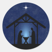 Kerstmisscène religieus ronde sticker (Voorkant)