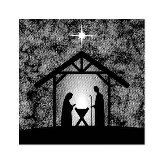 Kerstmisscène religieus rubberstempel (Afrduk)