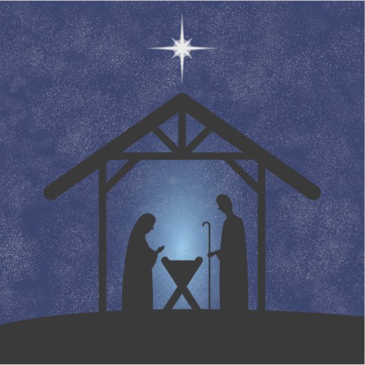 Kerstmisscène religieus sticker (Voorkant)