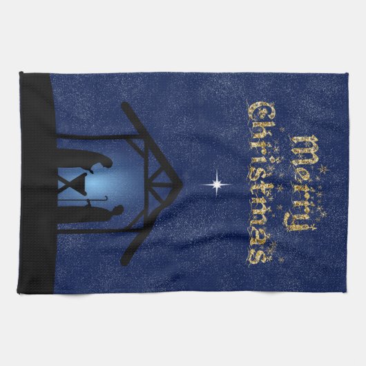 Kerstmisscène religieus theedoek (Horizontaal)