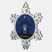 Kerstmisscène religieus tin sneeuwvlok ornament (Rechts)