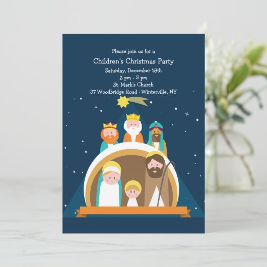 Kerstmisscène uitnodiging (Staand voorkant)