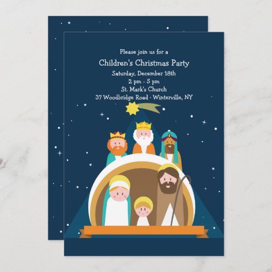 Kerstmisscène uitnodiging (Voorkant / Achterkant)