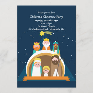Kerstmisscène uitnodiging