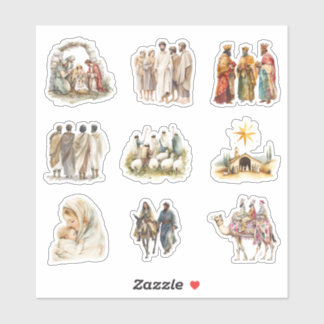 Kerstmisscène van Jezus Sticker