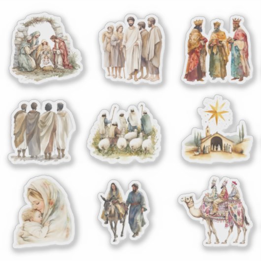 Kerstmisscène van Jezus Sticker (Voorkant)