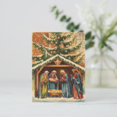 Kerstmisscène vintage briefkaart (Staand voorkant)