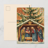Kerstmisscène vintage briefkaart (Voorkant / Achterkant)