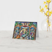 Kerstmisscène Vrolijk kerstfeest Kaart (Gele Bloem)